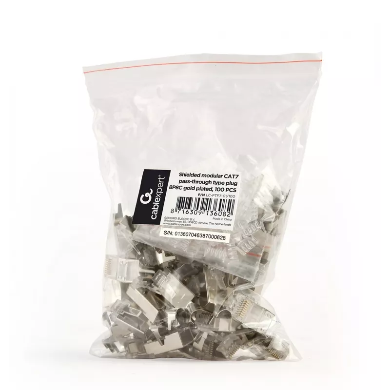 RJ45-Stecker GEMBIRD CAT7 8P8C vergoldet 15µ FTP/SFTP, 100er-Pack