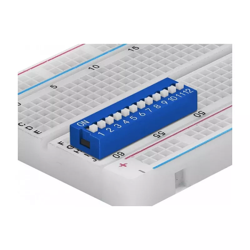 DIP-Schalter für Leiterplatten DELOCK 66388, blaues Kunststoff, 10 Stk., 31,9×9,9×5,5 mm