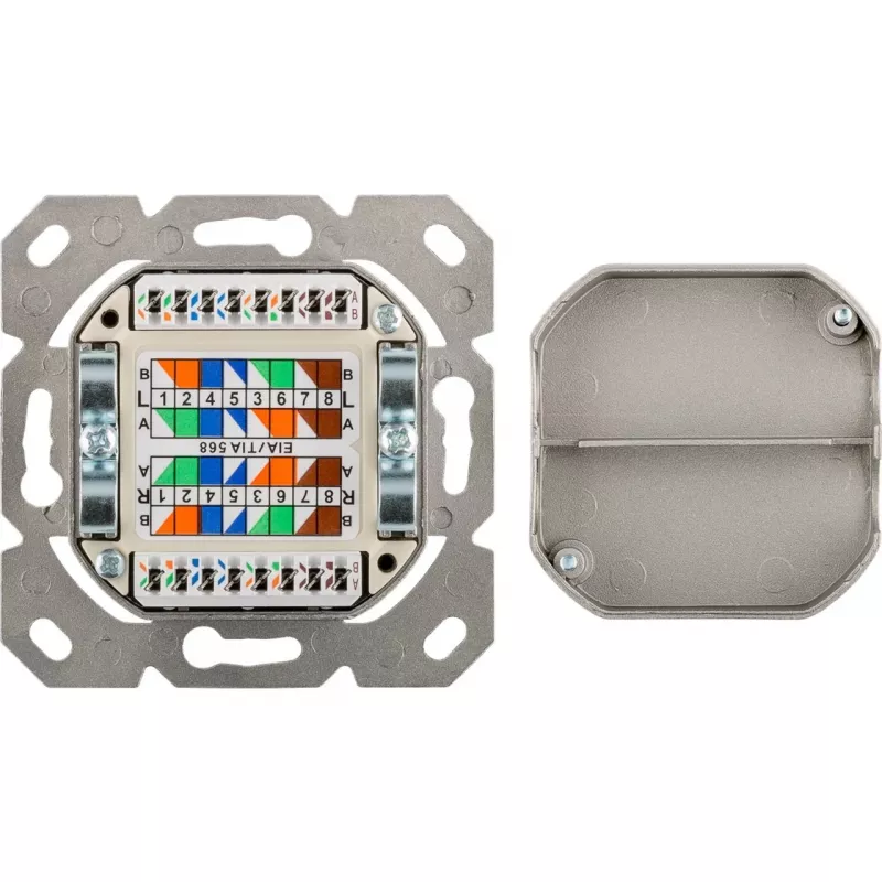 Wentronic Goobay CAT 6 Universaldose inkl. Aufputzmontage-Rahmen, Weiß - 2x RJ45 Netzwerkdose geschirmt (68244)