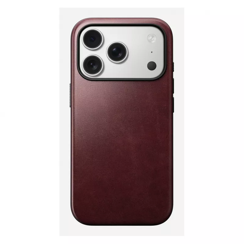 Handyhülle Nomad Modern Leather Case für iPhone 17 Pro, Leder + TPU + PC, passend für 16 cm (6,3 Zoll) Bildschirm, Bordeaux