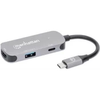 Manhattan 130707 Notebook-Dockingstation & Port Replikator Kabelgebunden USB 3.2 Gen 1 (3.1 Gen 1) Type-C Aluminium (130707)