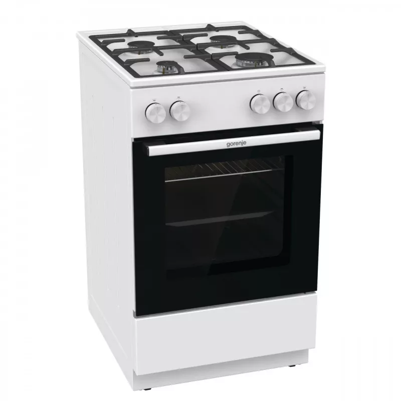 Freistehender Gasherd mit Backofen Gorenje GG5A10WFFM — 4-Flammen-Kochfeld, 70 l Backofen, emaillierte Oberfläche, weiß