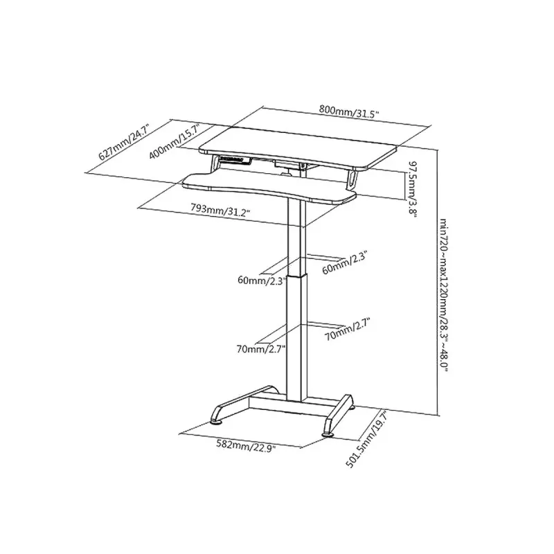 Maclean MC-835 Tragbarer elektrisch höhenverstellbarer Schreibtisch 72 – 122 cm, max. 37 kg, Bedienfeld, Sitz-Steh-Arbeitsplatz