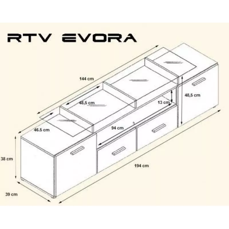 Cama TV-Ständer EVORA 200 schwarz/weiß glänzend
