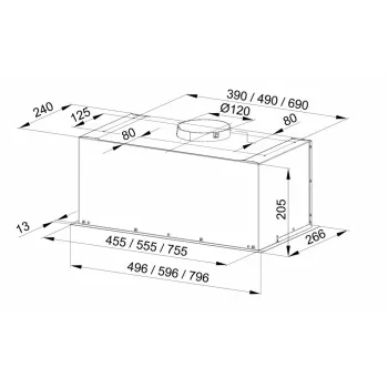 Einbau-Unterbau-Dunstabzugshaube MAAN Fiugi 2 50 310 m³/h, Satin