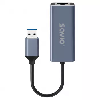 Netzwerkschnittstellenadapter SAVIO AK-83 USB Typ-A auf RJ-45 Stecker, 5 Gbit/s, schwarz