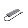 USB-Hub Unitek P5+ — 5 Ports (4 × USB 3.2 Gen 2 Typ-A), USB 3.2 Gen 1 Host, 5 Gbit/s, 10 W PD, Aluminium, Grau