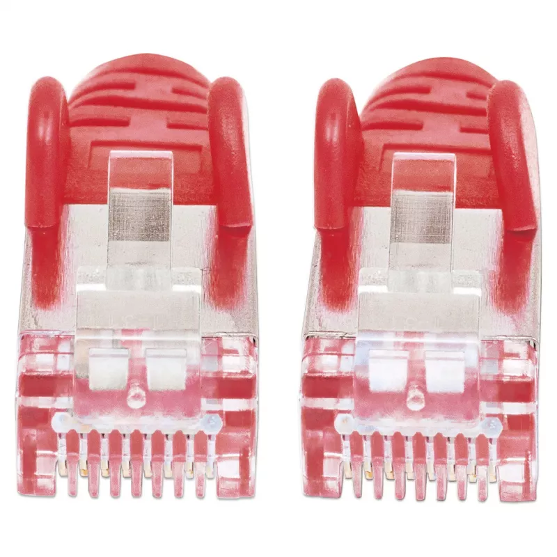 Intellinet Netzwerk-Patchkabel, Cat6, 0,5 m, Rot, Kupfer, S/FTP, LSOH / LSZH, PVC, RJ45, vergoldete Kontakte, Knickschutzhülle, mit Tülle, lebenslange Garantie