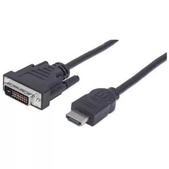 Manhattan HDMI auf DVI-D 24+1 Kabel, 1,8 m, Stecker auf Stecker, Schwarz, Entspricht HDMIDVIMM6, Dual Link, Kompatibel mit DVD-D, Lebenslange Garantie, Polybeutel