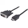 Manhattan HDMI auf DVI-D 24+1 Kabel, 1,8 m, Stecker auf Stecker, Schwarz, Entspricht HDMIDVIMM6, Dual Link, Kompatibel mit DVD-D, Lebenslange Garantie, Polybeutel