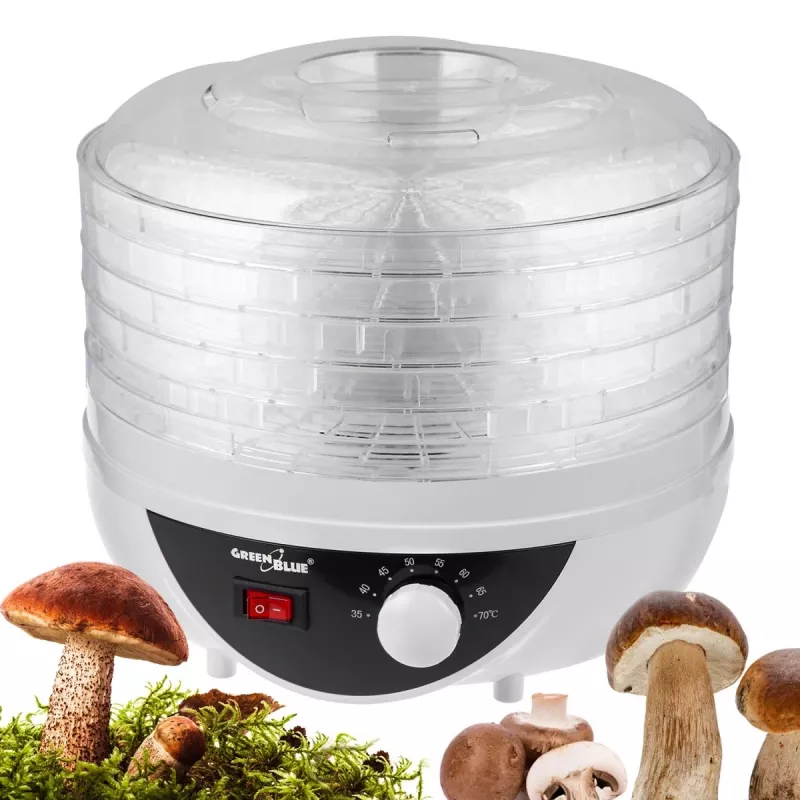 GreenBlue Pilz-, Gemüse- und Obsttrockner, 250W Leistung, sehr leise, 5 Siebe, GB195