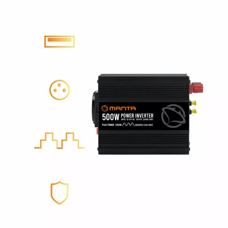 Power inverter MANTA MPI500M 500W Dauerleistung / 1000W Spitzenleistung DC auf AC