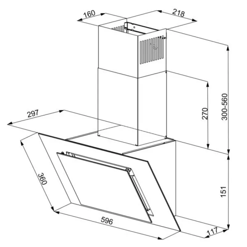 Vertikale Eco Duo Glas Wand-Dunstabzugshaube Schwarz