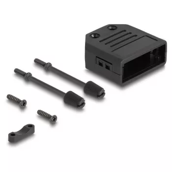 Kabelgehäuse DELOCK D-Sub-Gehäuse für 9-polig Stecker/Buchse, Kunststoff mit Zugentlastung, 33,3×33,8×14,8 mm, schwarz