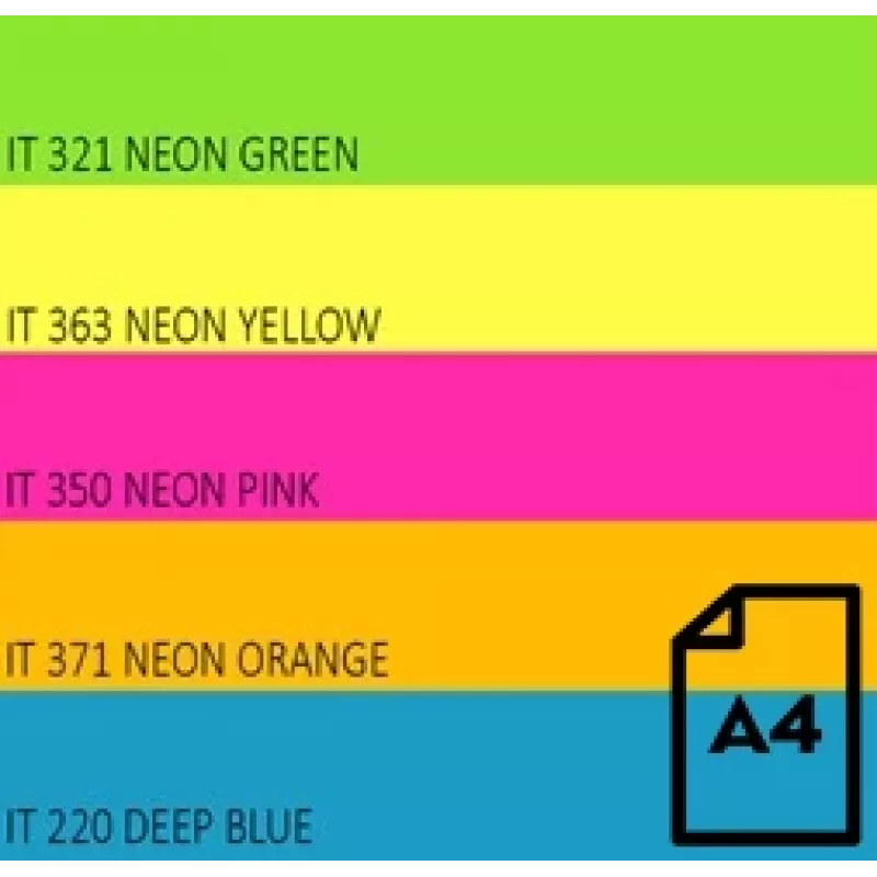 Color Neon-Papier Double A, 75 g, A4, 100 Blatt, Regenbogen 4, 5 Neonfarben