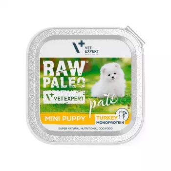 Nassfutter für Hunde VETEXPERT RAW PALEO Pate Mini Turkey 150 g — Welpenformel für kleine Rassen, getreide- und sojafrei