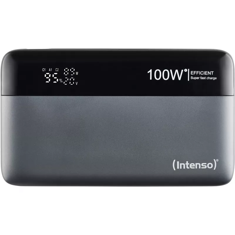 Powerbank INTENSO 7350050 — 20000 mAh, 1× USB-A + 2× USB-C, 100 W Gesamtausgangsleistung, schwarz/grau