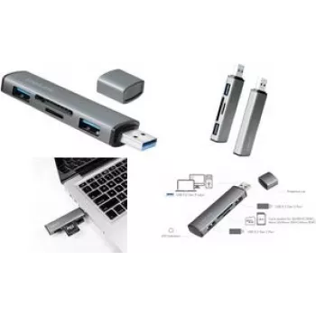 LogiLink UA0394 USB 3.2 Gen 2 Hub mit Aluminiumgehäuse, mit integriertem SD-Kartenleser, mit Status