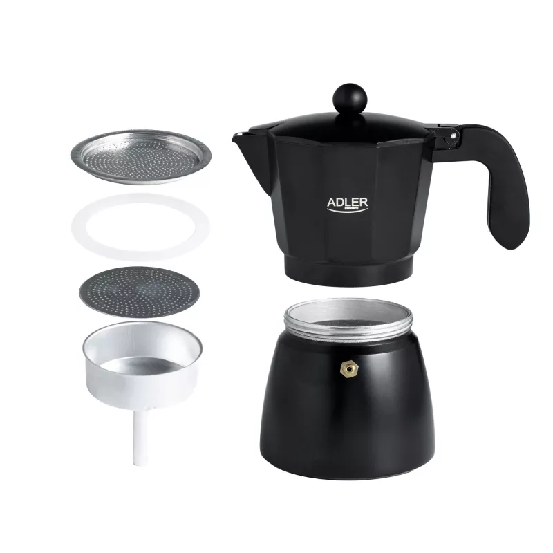 Espressomaschine Adler AD 4421 — 15 bar Pumpe, schwarzes Gehäuse