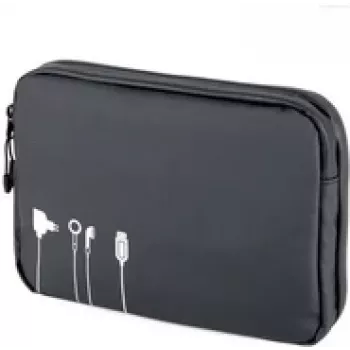 Kompakte Tech-Tasche TROIKA BBL64/BK – robuste schwarze Zubehörtasche für Kabel und kleine Gadgets