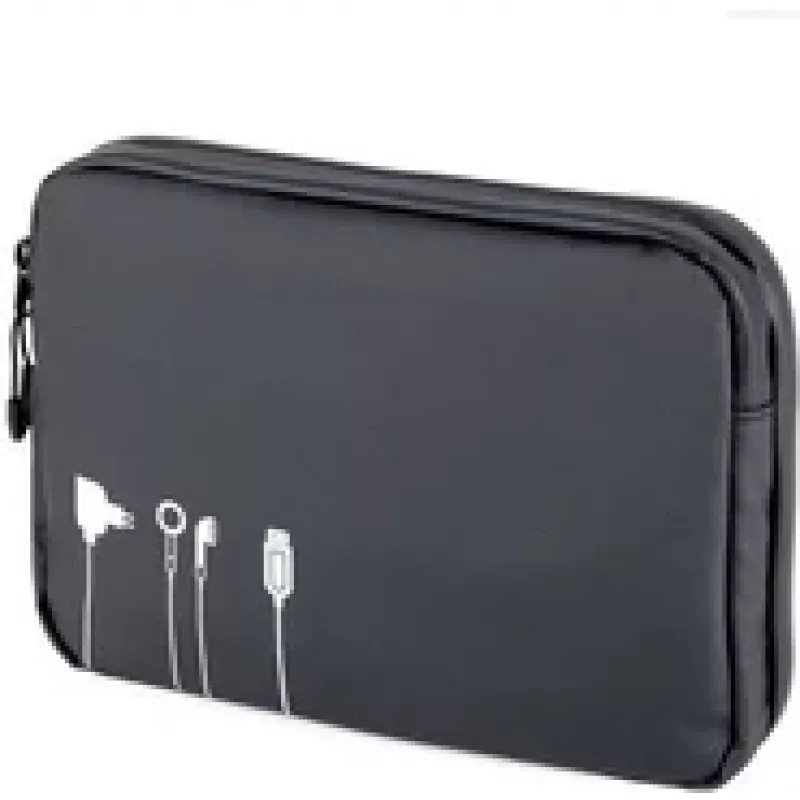 Kompakte Tech-Tasche TROIKA BBL64/BK – robuste schwarze Zubehörtasche für Kabel und kleine Gadgets