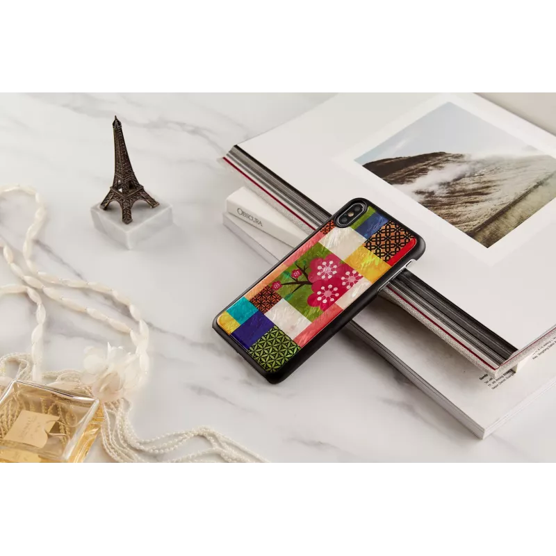 Schutzhülle für Smartphone iKins für iPhone XS Max – Kirschblütenmuster, Schwarz