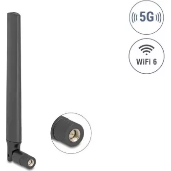 Rundstrahlantenne DELOCK 5G LTE GNSS WiFi 6 SMA-Stecker 0,9–4,1 dBi 183 mm mit Kippgelenk