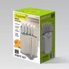 Messer-Besteckset Maestro MR-1413-Grau – 8-teilig, Edelstahlklingen, graue Griffe, enthält Kochmesser, Brotmesser, Schneidemesser, Universalmesser, Schälmesser, Sparschäler, Schneidebrett, Küchenpapierhalter