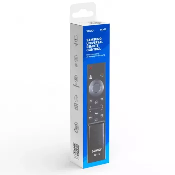 SAVIO RC-25 Infrarot-TV-Fernbedienung, Drucktasteneingabe, Schwarz, Reichweite bis zu 10 m, für 1 Gerät, verwendet 2x AAA