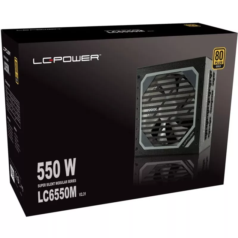LC Power Super Silent Modular Series LC6550M V2,31 - Netzteil (intern) - ATX12V 2,3 - EPS12V - 80 PLUS Gold - AC 110-240 V - 550 Watt - aktive PFC - Hammered Schwarz (L