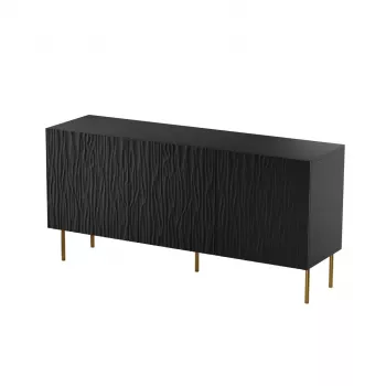 Schubladenschrank cama meble JUNGLE 1520×405×745 mm mattschwarz mit goldenen Beinen, Spanplatte
