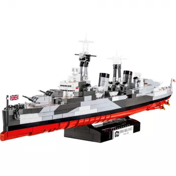 Konstruktionsspielzeug Cobi HMS Belfast Modell im Maßstab 1:300 COBI-4844, Ausstellungsbau des historischen Leichten Kreuzers der Royal Navy