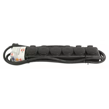 Steckdosenleiste IP44 6-fach schwarz 2m H07RN-F 3G1,5 (1159970)
