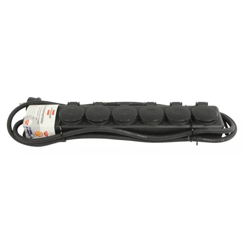 Steckdosenleiste IP44 6-fach schwarz 2m H07RN-F 3G1,5 (1159970)