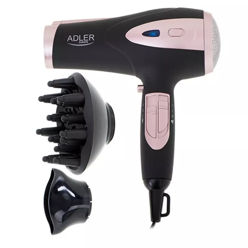 Adler | Haartrockner | AD 2248b ION | 2200 W | Anzahl der Temperatureinstellungen 3 | Ionenfunktion | Diffusoraufsatz | Schwarz/Rosa