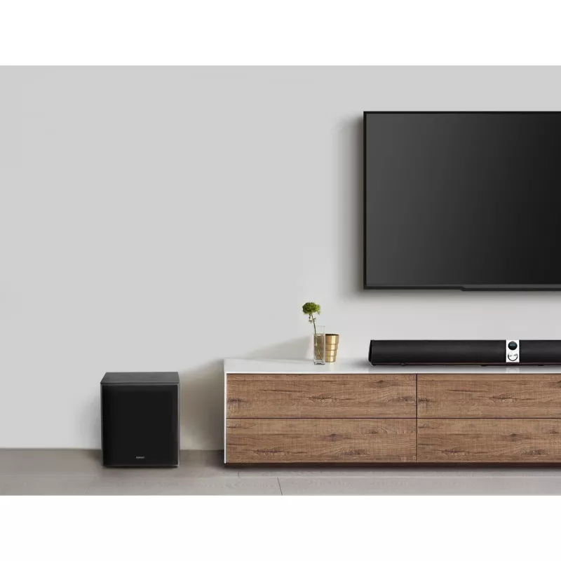 Aktiver Subwoofer Edifier T5, Stereo-Cinch-Ein-/Ausgang, Schwarz, 70 W (leicht beschädigte Verpackung)