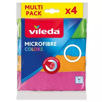 Mikrofaser-Reinigungstuch VILEDA 4 Stück, orange, 380×360 mm, Polyester 80 % / Polyamid 20 %, maschinenwaschbar
