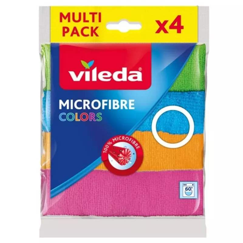 Mikrofaser-Reinigungstuch VILEDA 4 Stück, orange, 380×360 mm, Polyester 80 % / Polyamid 20 %, maschinenwaschbar