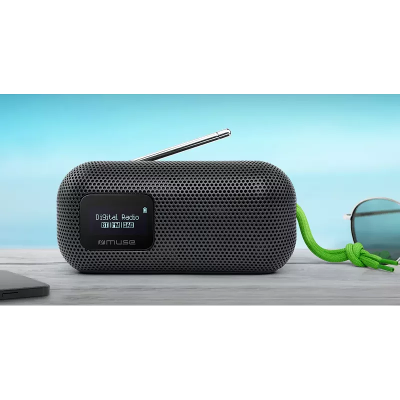 Muse Lautsprecher mit FM-Radio | M-750 FBT | 10 W | Wasserdicht | Bluetooth | Schwarz | Tragbar | Drahtlose Verbindung