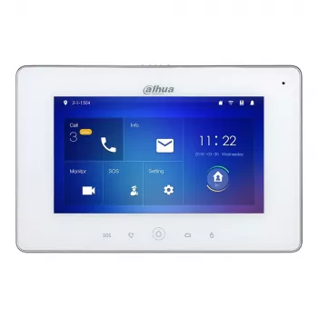 Intercom-Zubehör DAHUA VTH5221DW-S2 – 7 Zoll 1024x600 Display, Wi‑Fi 802.11b/g/n, 10/100 Mbit/s LAN, 7 W, weiß