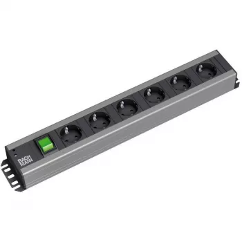 Stromverteilereinheit Bachmann 300.003 6 AC-Steckdosen 2U Schwarz Grau