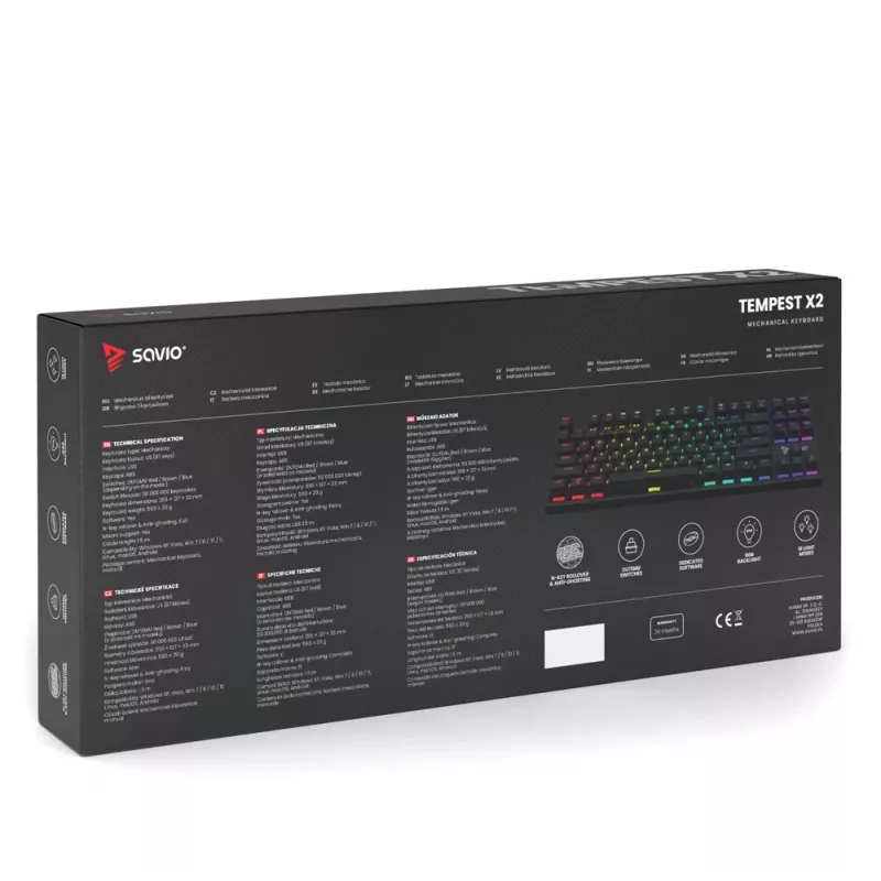 Savio Mechanische Tastatur RGB Tempest X2 Outemu Brown