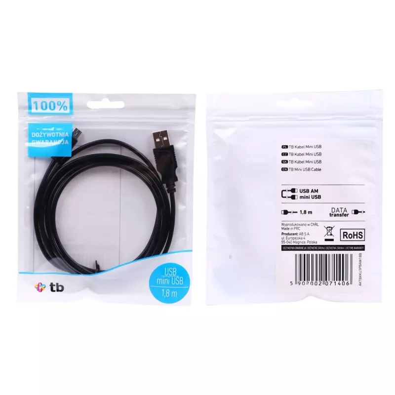 TB USB - MINI USB Kabel 1,8 M. Schwarz (AKTBXKU3PBAW18B)