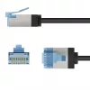 Goobay Ultra-Flexibles CAT 6A Patchkabel schlank U/FTP schwarz - extra-kurzer Stecker (74316)