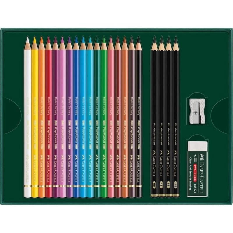 Ölbasierter Stift Faber-Castell Polychromos & Pitt Graphite Matt Set 21 Stück Mehrfarbig