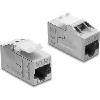 Keystone-Modul DELOCK 91122 – flacher RJ-45-Einsatz, silber/weiß, 16×32,8×20 mm