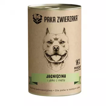 Nassfutter für Hunde PAKA ZWIERZAKA Lamm und Apfel mit Minze, 400 g, getreidefrei, gluten- und sojafrei
