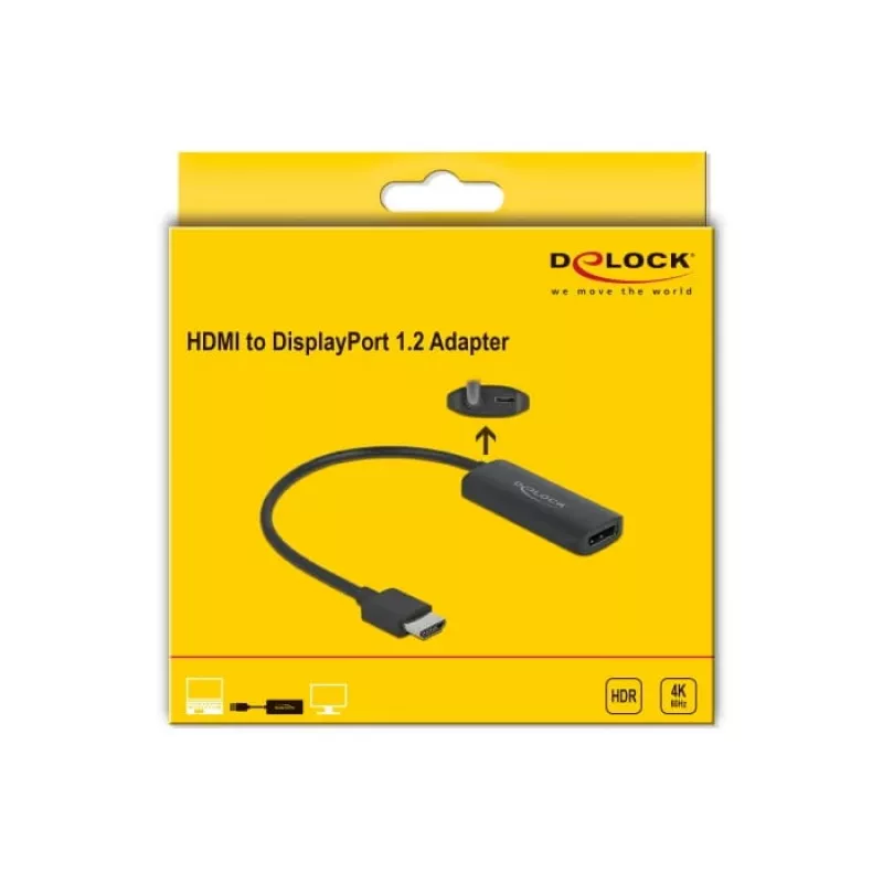 Adapter HDMI-A Stecker auf DisplayPort Buchse 4K 60 Hz DeLOCK 63206