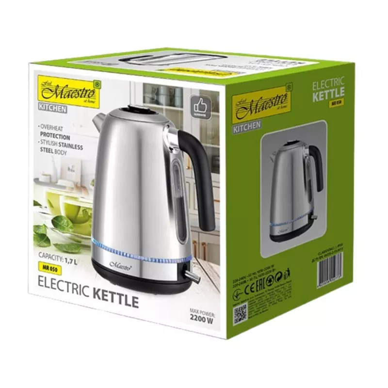 Maestro MR-050 Wasserkocher mit Beleuchtung, silber 1,7 L