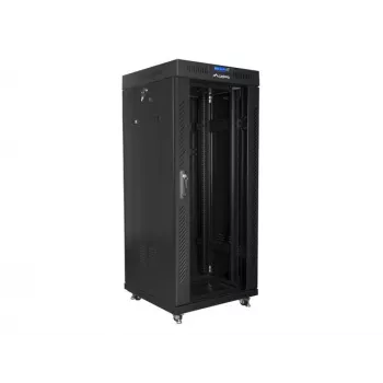 Freistehendes Rack LANBERG FF01-6627-12BL 19 Zoll 27HE 600x600 mm Glastür, 800 kg Tragfähigkeit
